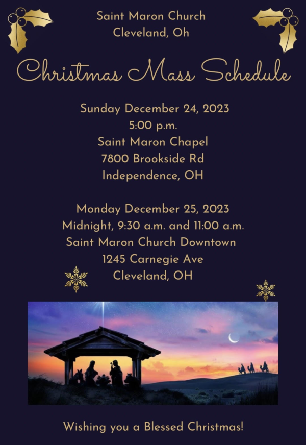 2023 Christmas Mass Schedule Saint Maron Church